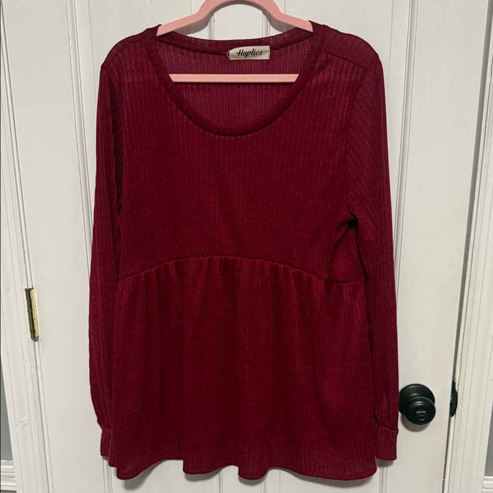 Haptics Women's Red Long Sleeve Blouse